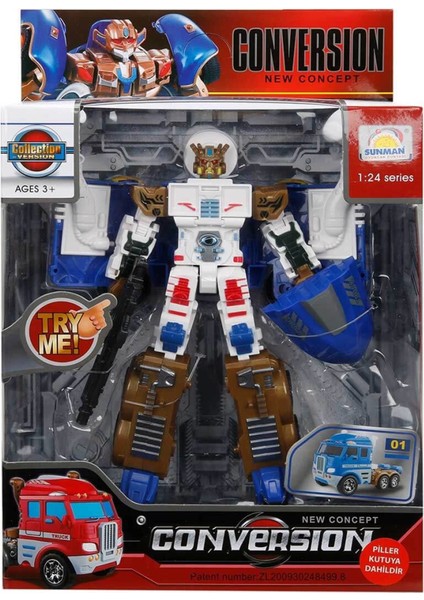 1:24 Sesli ve Işıklı Dönüşebilen Robot 22 cm
