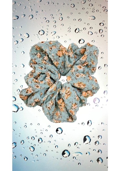 Moıs Acs Yeşil Çiçekli Kumaş Lastikli Kadın Simit Saç Tokası Hediye Bayramlık