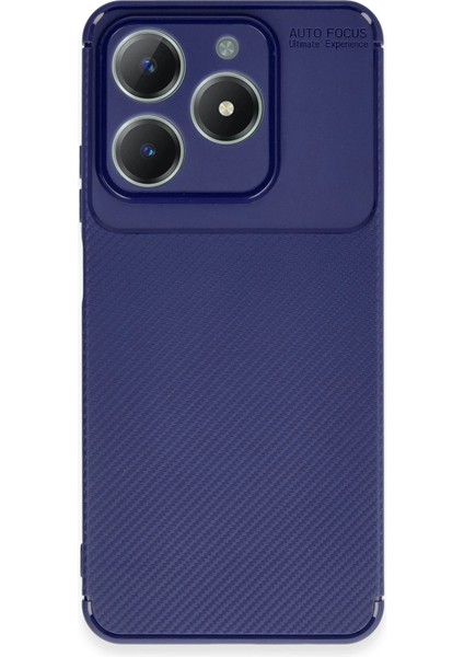 Realme C61 Kılıf Auto Focus Karbon Kapak - Lacivert Glstd