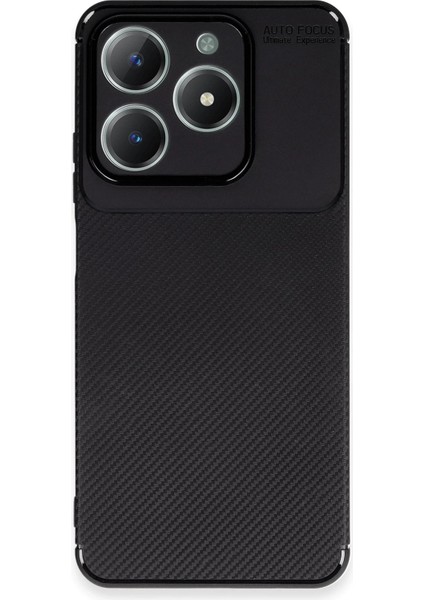 Realme C61 Kılıf Auto Focus Karbon Kapak - Siyah Glstd