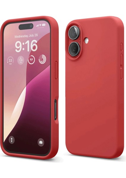 Apple iPhone 16 Kılıf Nano Içi Kadife Silikon - Kırmızı Glstd