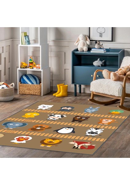 Hayvan Baskılı Kaymaz Tabanlı Makinede Yıkanabilir Çocuk Halısı fiyatları