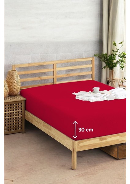 Penye Lastikli Çarşaf Pamuklu Soley Ortaboy Tek Kişilik 120X200CM Bordo