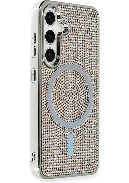 Samsung Galaxy S24 Kılıf Diamond Magsafe Kapak - Rainbow Glstd