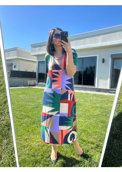 Büyük Beden Diz Altı Örme Elbise -BGE86