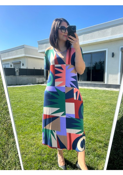 Büyük Beden Diz Altı Örme Elbise -BGE86 fiyatları