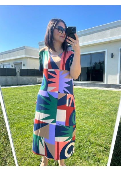 Büyük Beden Diz Altı Örme Elbise -BGE86 modelleri