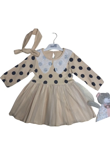 Fistolu Dantel Yakalı Kız Elbise