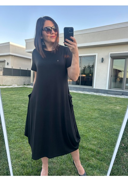 Büyük Beden Diz Altı Asimetrik Kesim Örme Elbise -BGE82 fiyatları