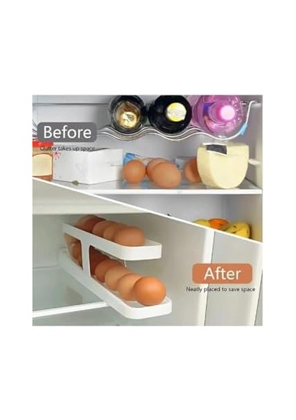 2 Katlı Otomatik Buzdolabı Yumurta Standı Yumurtalık Rafı Saklama Kabı Buzdolabı Organizer