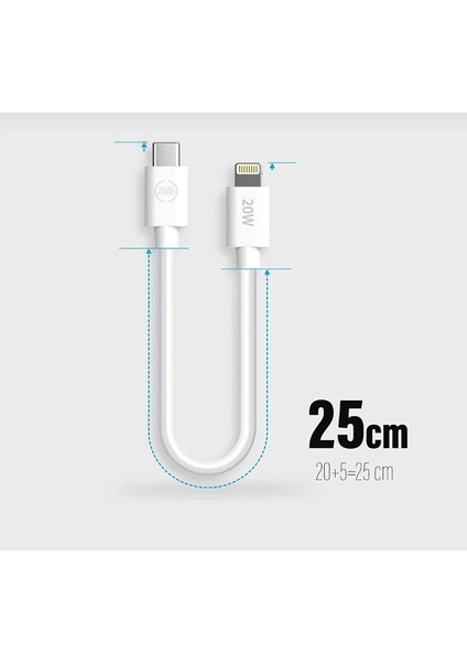 Type C To Lightning iphone Uyumlu Dönüştürücü Araç Içi Şarj Kablosu 25 cm Kısa Iphone 11 12 13 14 Pro/max/mini/plus Uyumlu Data Şarj Kablosu