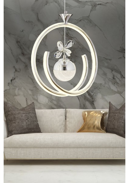 Dilan Krom Kaplama 3 Renkli 42 Watt Ledli Modern Tasarım Oturma Odası,genç Odası,yatak Odası,salon