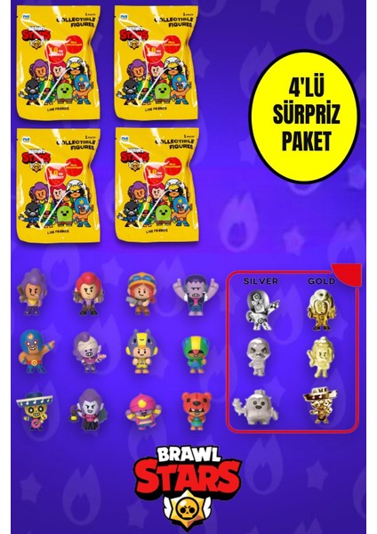 4 Adet Brawl Stars Sürpriz Figür Seri 2
