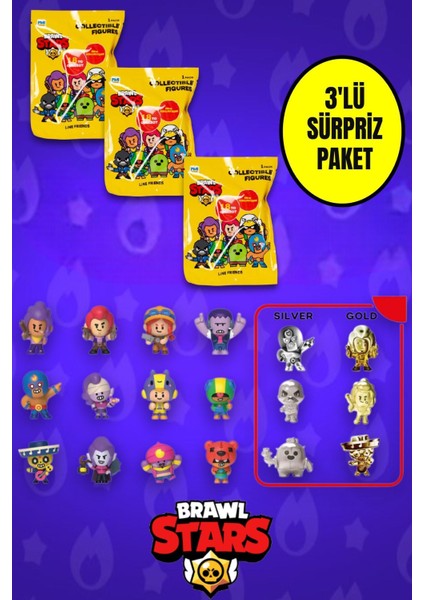 3 Adet Brawl Stars Sürpriz Figür Seri 2