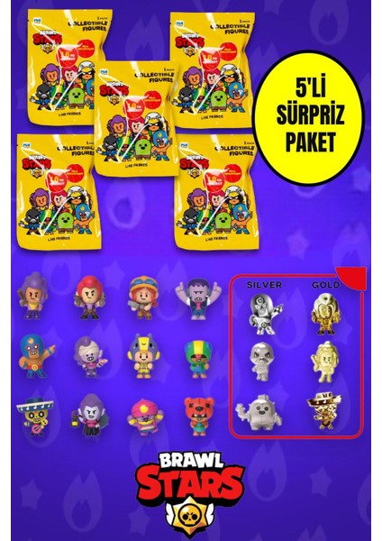 5 Adet Brawl Stars Sürpriz Figür Seri 2