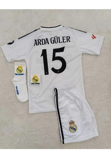Real Madrid Arda Güler Yeni Sezon 15 Numara Çocuk Forma Takımı 4'lü Set Çorap+Bileklik Hediyeli fiyatları
