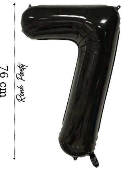 Folyo Balon 7 Rakamı Helyum Balon 76 cm Siyah Renk - 7 Yaş Balonu - 7 Rakam Balon - 34 Inch