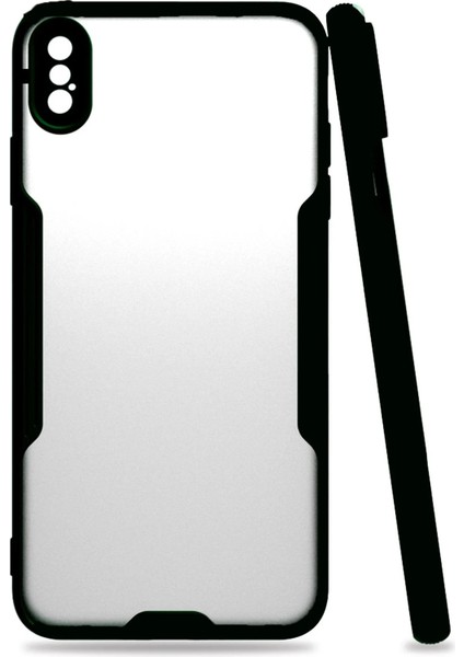 Apple iPhone Xs Max Kılıf Platin Silikon - Siyah Glstd