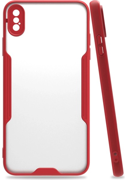 Apple iPhone Xs Max Kılıf Platin Silikon - Kırmızı Glstd