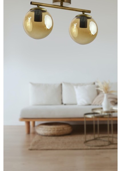 Nika Modern Salon - Mutfak - Yatak Odası Eskitme Bal Cam Modern 2 Li Avize fiyatları