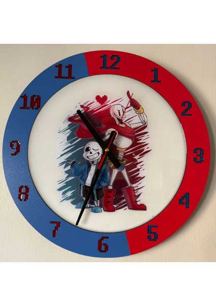 Kıds - Undertale Sans ve Papyrus ( Papirus ) Temalı Çocuk Odası Duvar Saati - 40 cm