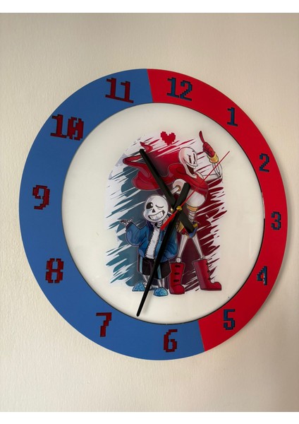 Kıds - Undertale Sans ve Papyrus ( Papirus ) Temalı Çocuk Odası Duvar Saati - 40 cm modelleri