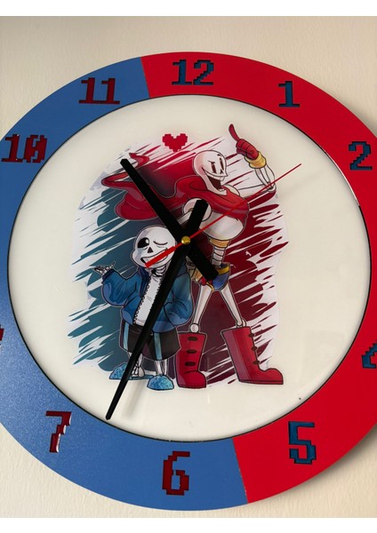 Kıds - Undertale Sans ve Papyrus ( Papirus ) Temalı Çocuk Odası Duvar Saati - 40 cm fırsatları