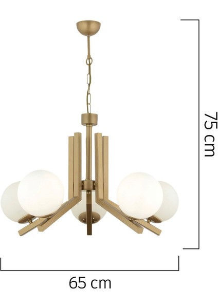 Morgan 5 Lü Eskitme Boyalı Beyaz Camlı Modern Genç Odası Yatak Odası Salon Avize