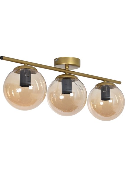 Nika Modern Salon - Mutfak - Yatak Odası Eskitme Bal Cam Modern 3 Lü Avize
