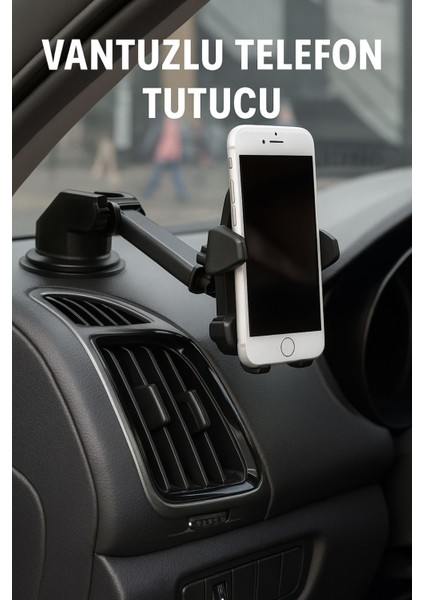 360° Dönebilen Vantuzlu Araç Telefon Tutucu