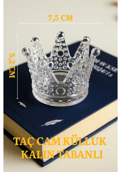 Taç Form Cam Küllük / Mumluk / Fırça Kabı