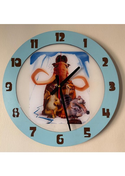 Kıds - Buz Devri Temalı Ahşap Çocuk Odası Duvar Saati - 40 cm