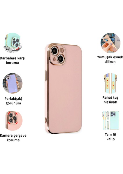 Apple iPhone 14 Kılıf Kenar Detaylı Yumuşak Parlak Silikon modelleri