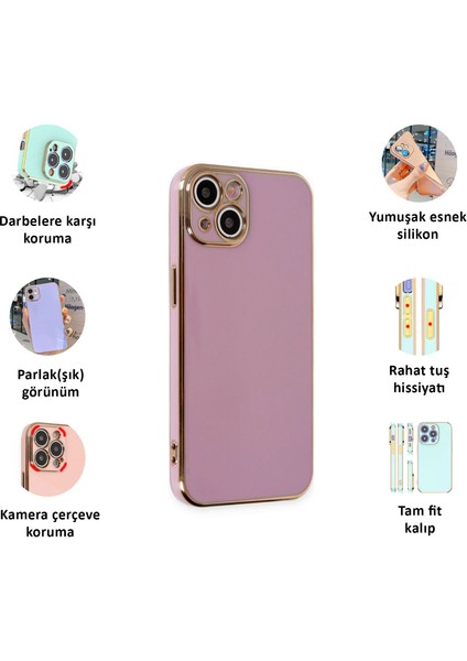 Apple iPhone 14 Kılıf Kenar Detaylı Yumuşak Parlak Silikon modelleri