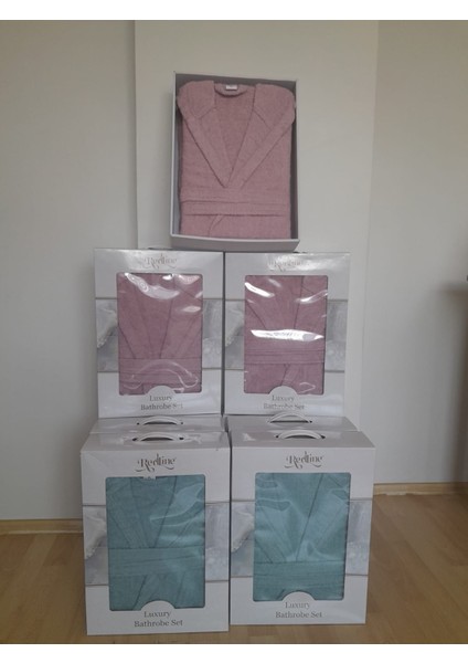 Tek Kişilik Kapşonlu Kutulu Lux Bornoz/luxury Bathrobe Set