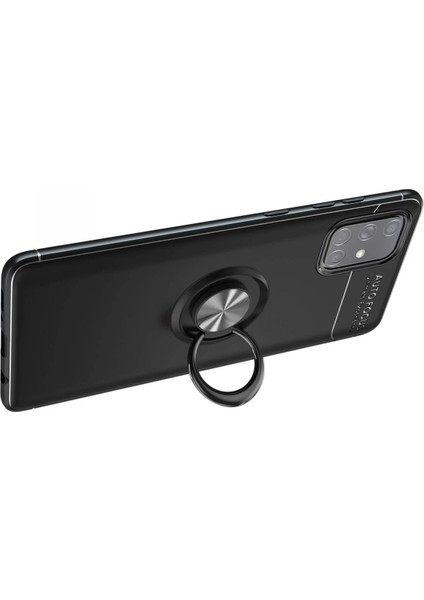 Samsung Galaxy A71 Kılıf Range Yüzüklü Silikon - Siyah-Kırmızı Glstd