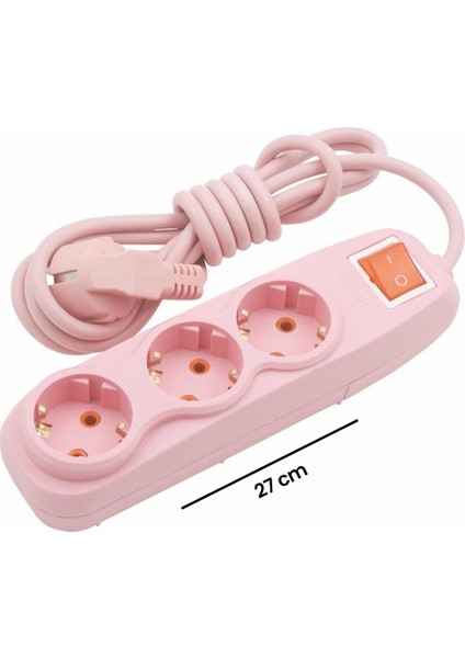 3 Girişli Anahtarlı Uzatma Kablosu- 2 Metre