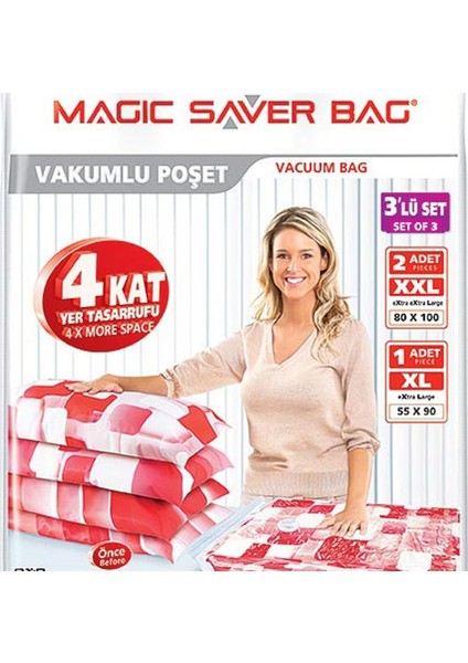 3'lü Vakumlu Saklama Poşeti