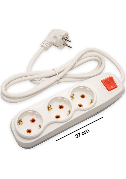 3 Girişli Anahtarlı Uzatma Kablosu - 2 Metre
