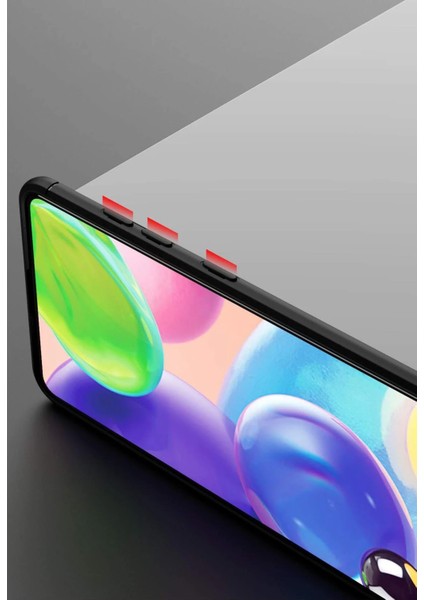 Samsung Galaxy M31 Kılıf Range Yüzüklü Silikon - Siyah-Kırmızı Glstd