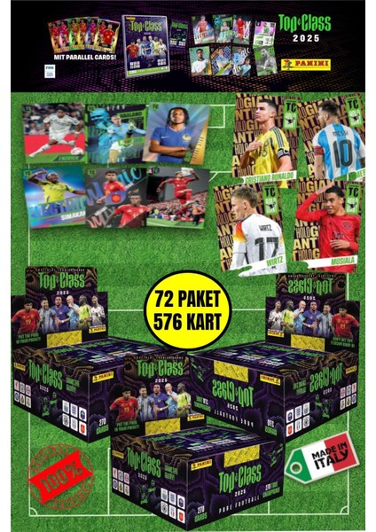 Panini Adrenalyn Top Class - 2025 Official Trading Card Futbolcu Kartları - 72 Paket (576 Kart)