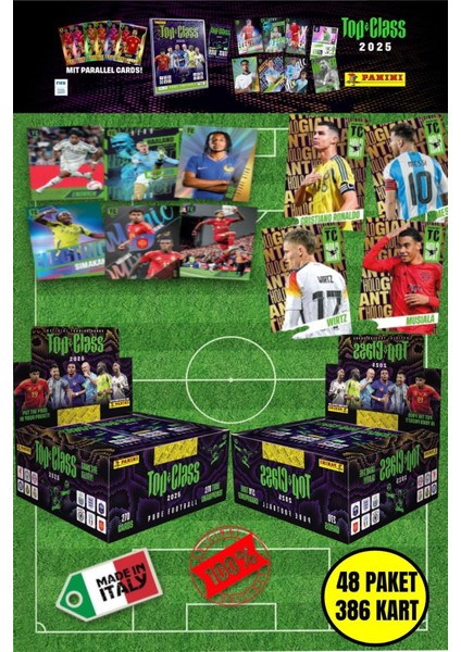 Panini Adrenalyn Top Class - 2025 Official Trading Card Futbolcu Kartları - 48 Paket (386 Kart)