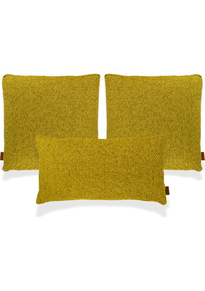 Mira Sarı Keten 3'lü Kırlent Seti