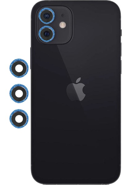 Apple iPhone 12 Shine Kamera Lens - Mavi Glstd