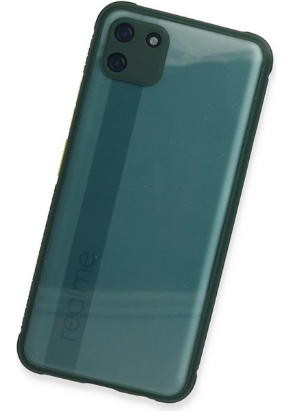 Realme C11 Kılıf Miami Şeffaf Silikon - Koyu Yeşil Glstd