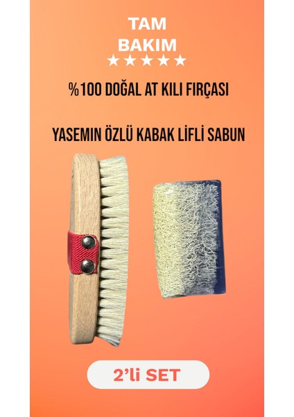 2'li Set Doğal At Kılı Fırça ve Yasemin Özlü Kabak Lifli Doğal Sabun fiyatları