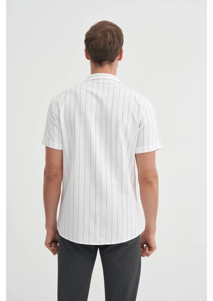 Cazador Regular Fit Uzun Çizgili Kısa Kol Gömlek modelleri