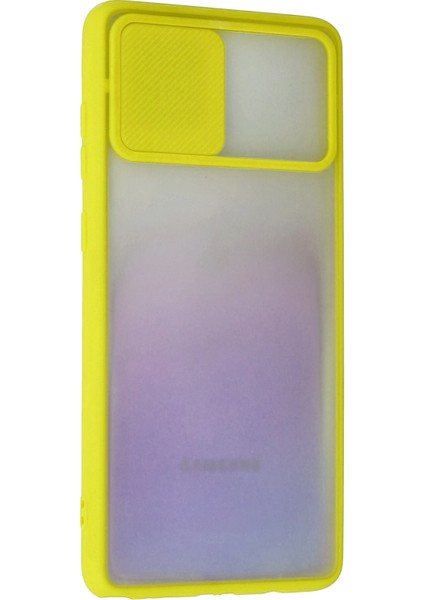 Samsung Galaxy A81 / Note 10 Lite Kılıf Palm Buzlu Kamera Sürgülü Silikon - Sarı Glstd
