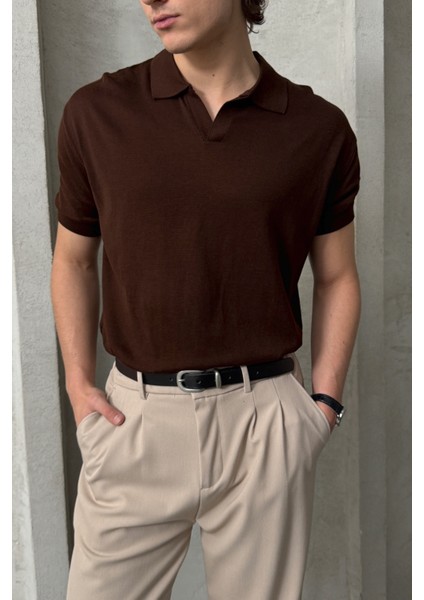 Erkek Oversize Pamuklu Polo Yaka Triko T-Shirt fiyatları