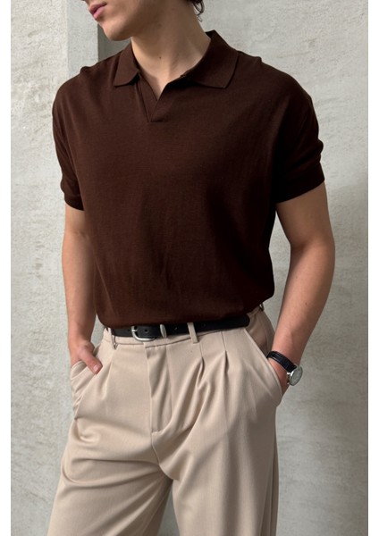 Erkek Oversize Pamuklu Polo Yaka Triko T-Shirt modelleri